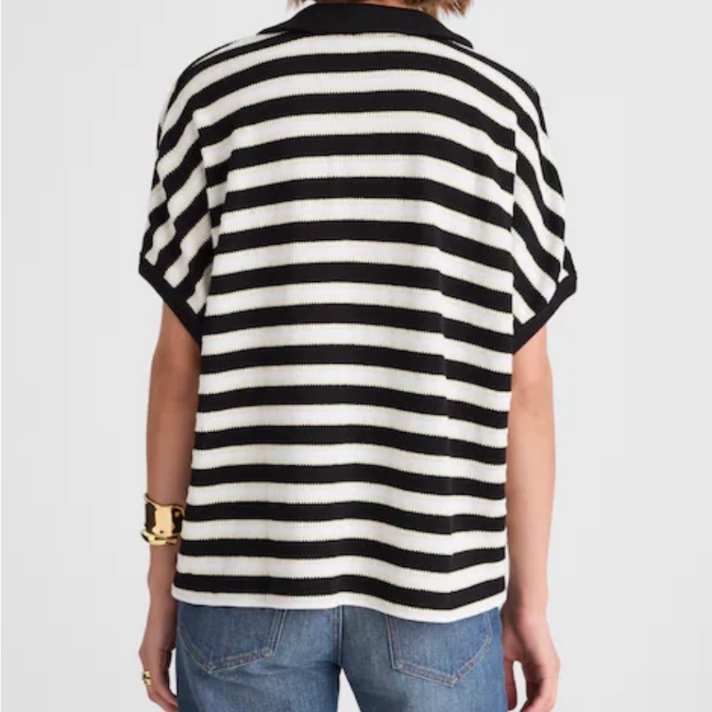 Madewell Relaxed V-Neck Polo Shirt Striped Size XS - Picture 4 of 7